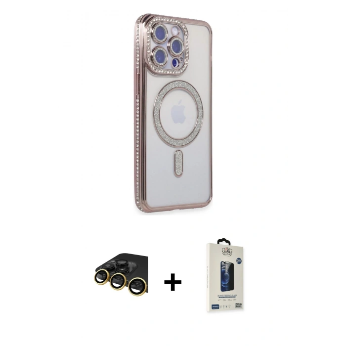 MARSİLYAN™- iPhone 14 Pro Max Kılıf Zirve Doku Prime - Siyah Bilvis Hayalet Cam Ekran Koruyucu + Raze Metal Kamera Lens - GD