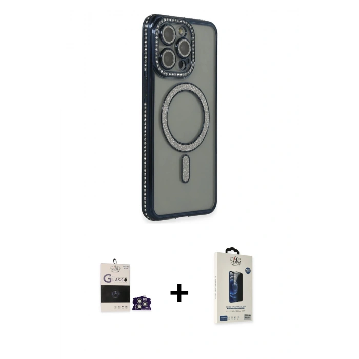 MARSİLYAN™- iPhone 14 Pro Max Kılıf Zirve Doku Prime - Siyah Bilvis Hayalet Cam Ekran Koruyucu + Bilvis Titan Kamera Lens - GS