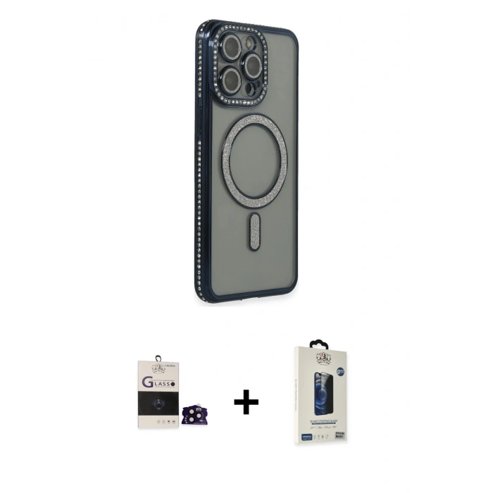 MARSİLYAN™- iPhone 14 Pro Max Kılıf Zirve Doku Prime - Siyah Bilvis Hayalet Cam Ekran Koruyucu + Bilvis Titan Kamera Lens - SH