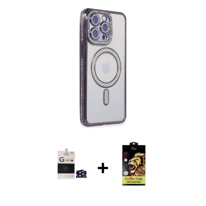 MARSİLYAN™- iPhone 14 Pro Max Kılıf Zirve Doku Prime - Siyah Buffer Cam Ekran Koruyucu + Bilvis Titan Kamera Lens - DNMR