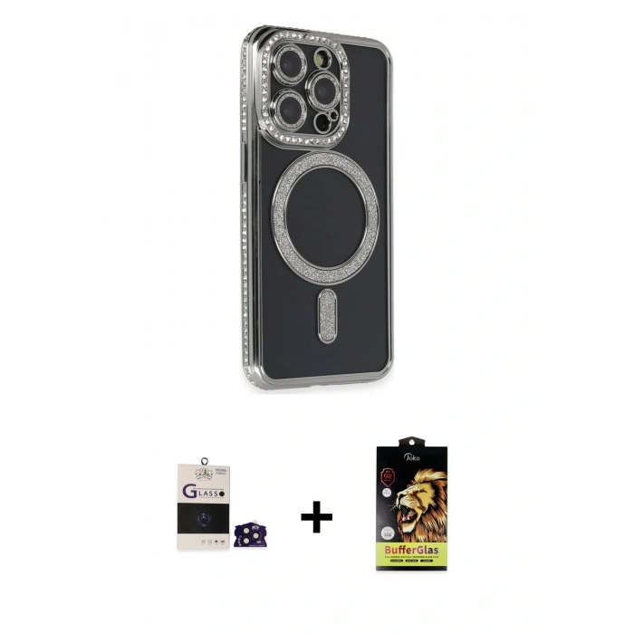 MARSİLYAN™- iPhone 14 Pro Max Kılıf Zirve Doku Prime - Siyah Buffer Cam Ekran Koruyucu + Bilvis Titan Kamera Lens - DNMR