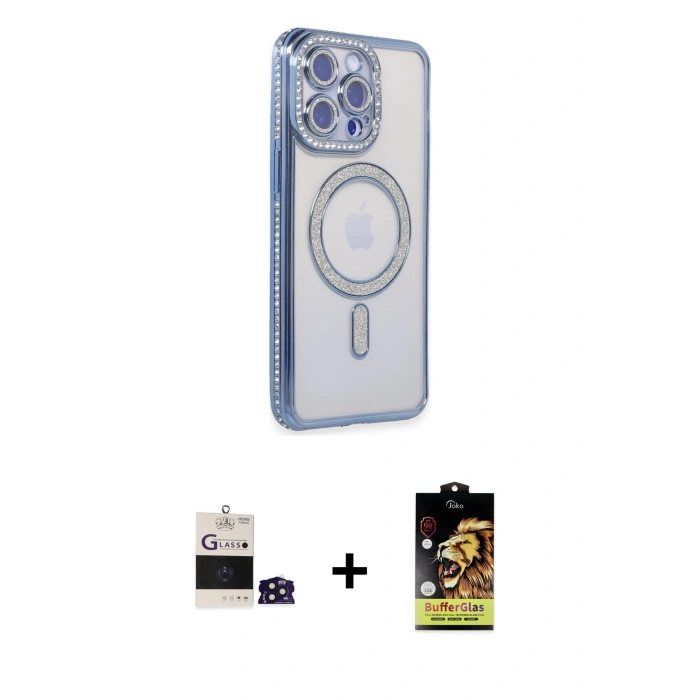 MARSİLYAN™- iPhone 14 Pro Max Kılıf Zirve Doku Prime - Siyah Buffer Cam Ekran Koruyucu + Bilvis Titan Kamera Lens - DNMR