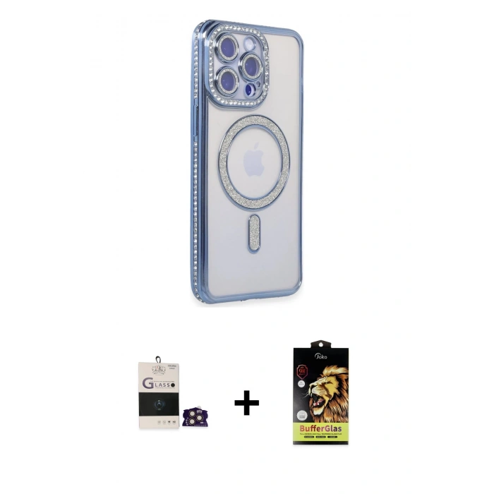MARSİLYAN™- iPhone 14 Pro Max Kılıf Zirve Doku Prime - Siyah Buffer Cam Ekran Koruyucu + Bilvis Titan Kamera Lens - GD