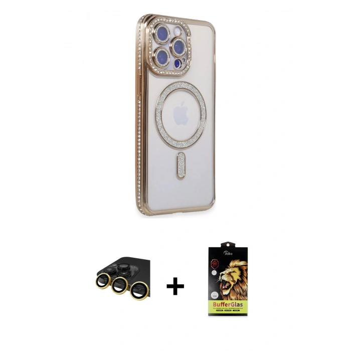 MARSİLYAN™- iPhone 14 Pro Max Kılıf Zirve Doku Prime - Siyah Buffer Cam Ekran Koruyucu + Raze Metal Kamera Lens - GD