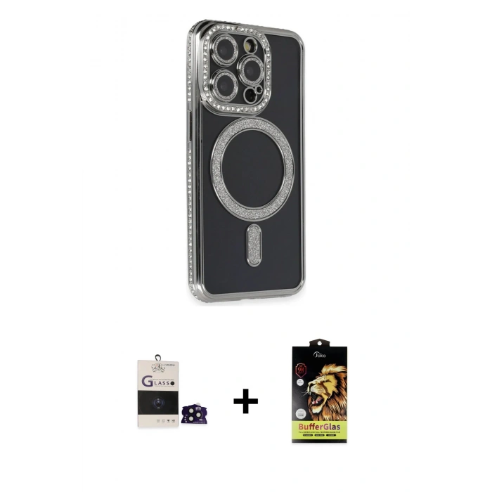MARSİLYAN™- iPhone 14 Pro Max Kılıf Zirve Doku Prime - Siyah Buffer Cam Ekran Koruyucu + Bilvis Titan Kamera Lens - SH