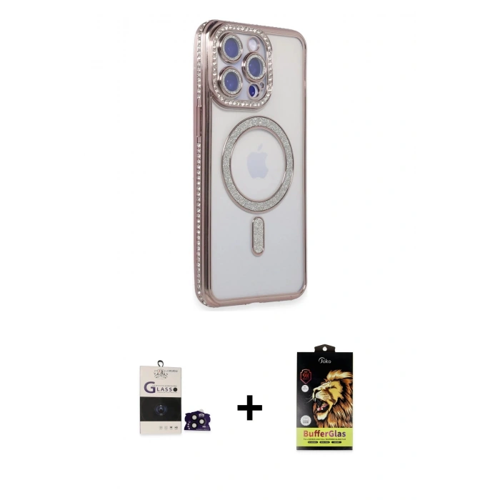 MARSİLYAN™- iPhone 14 Pro Max Kılıf Zirve Doku Prime - Siyah Buffer Cam Ekran Koruyucu + Bilvis Titan Kamera Lens - SH