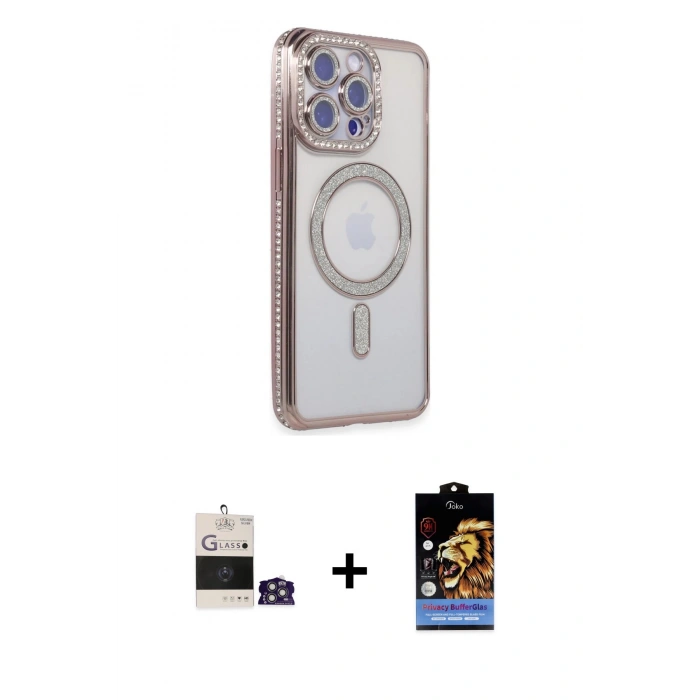 MARSİLYAN™- iPhone 14 Pro Max Kılıf Zirve Doku Prime - Siyah Buffer Hayalet Cam Ekran Koruyucu + Bilvis Titan Kamera Lens - GS