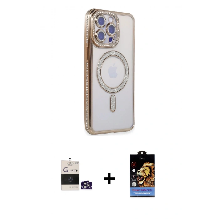 MARSİLYAN™- iPhone 14 Pro Max Kılıf Zirve Doku Prime - Siyah Buffer Hayalet Cam Ekran Koruyucu + Bilvis Titan Kamera Lens - GS