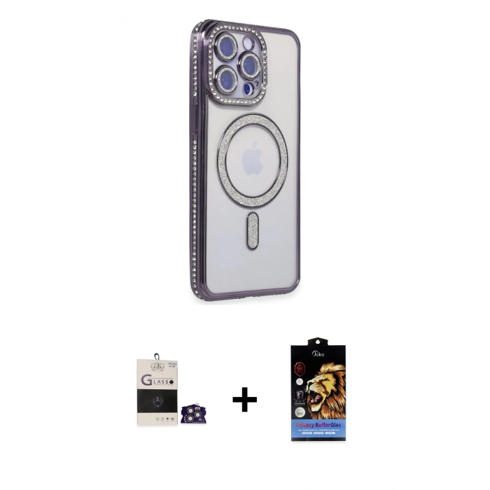 MARSİLYAN™- iPhone 14 Pro Max Kılıf Zirve Doku Prime - Siyah Buffer Hayalet Cam Ekran Koruyucu + Bilvis Titan Kamera Lens - GS