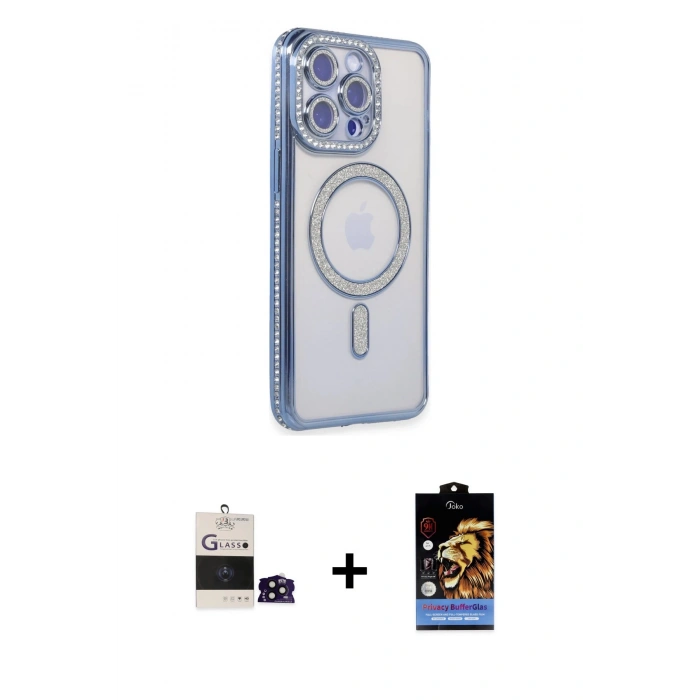MARSİLYAN™- iPhone 14 Pro Max Kılıf Zirve Doku Prime - Siyah Buffer Hayalet Cam Ekran Koruyucu + Siyah Bilvis Titan Kamera Lens