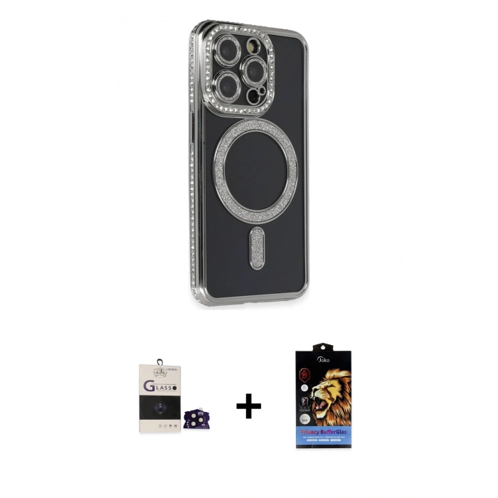 MARSİLYAN™- iPhone 14 Pro Max Kılıf Zirve Doku Prime - Siyah Buffer Hayalet Cam Ekran Koruyucu + Siyah Bilvis Titan Kamera Lens