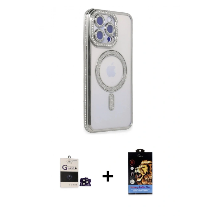 MARSİLYAN™- iPhone 14 Pro Max Kılıf Zirve Doku Prime - Siyah Buffer Hayalet Cam Ekran Koruyucu + Siyah Bilvis Titan Kamera Lens
