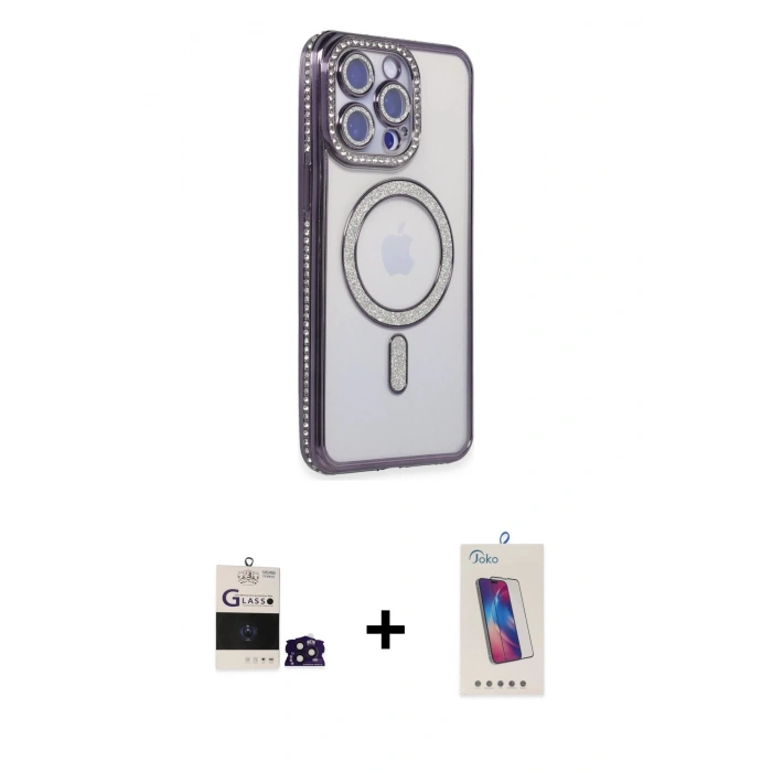 MARSİLYAN™- iPhone 14 Pro Max Kılıf Zirve Doku Prime - Siyah Joko 5D Cam + Bilvis Titan Kamera Lens - DNMR