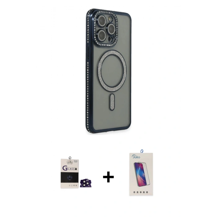 MARSİLYAN™- iPhone 14 Pro Max Kılıf Zirve Doku Prime - Siyah Joko 5D Cam + Bilvis Titan Kamera Lens - DNMR