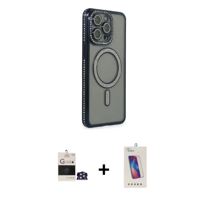 MARSİLYAN™- iPhone 14 Pro Max Kılıf Zirve Doku Prime - Siyah Joko 5D Cam + Bilvis Titan Kamera Lens - GS