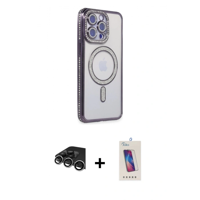 MARSİLYAN™- iPhone 14 Pro Max Kılıf Zirve Doku Prime - Siyah Joko 5D Cam + Raze Metal Kamera Lens - GS