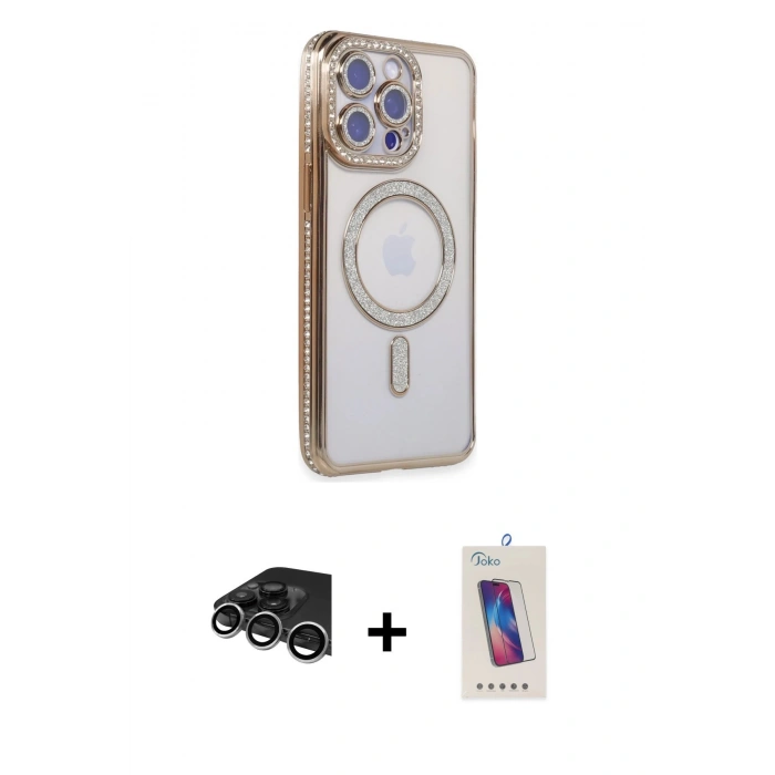 MARSİLYAN™- iPhone 14 Pro Max Kılıf Zirve Doku Prime - Siyah Joko 5D Cam + Raze Metal Kamera Lens - GS
