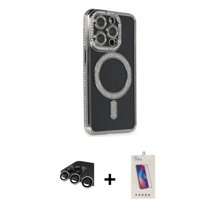 MARSİLYAN™- iPhone 14 Pro Max Kılıf Zirve Doku Prime - Siyah Joko 5D Cam + Raze Metal Kamera Lens - GS