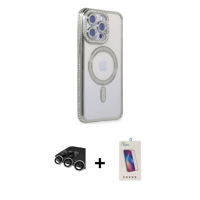 MARSİLYAN™- iPhone 14 Pro Max Kılıf Zirve Doku Prime - Siyah Joko 5D Cam + Raze Metal Kamera Lens - GS