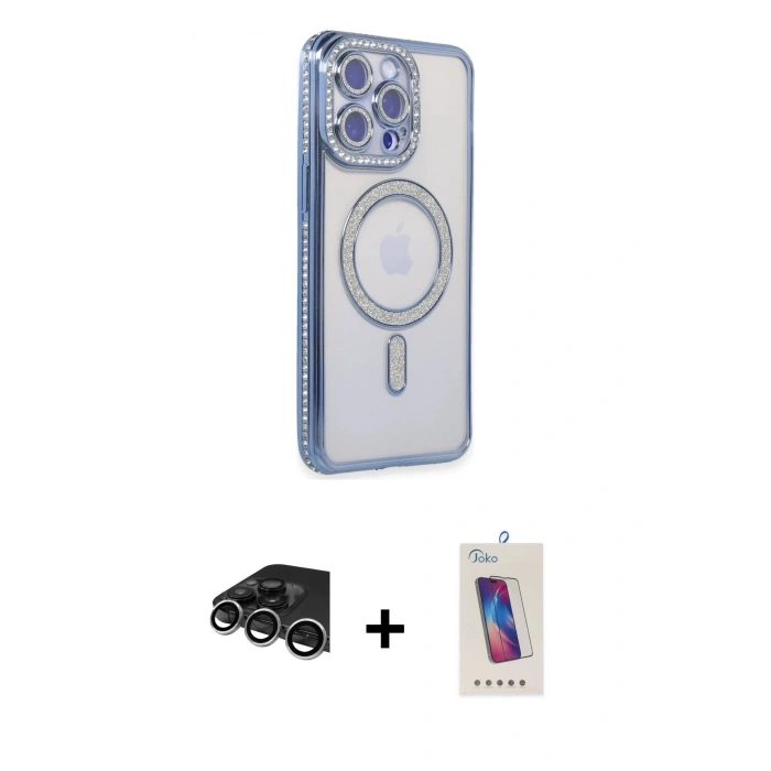 MARSİLYAN™- iPhone 14 Pro Max Kılıf Zirve Doku Prime - Siyah Joko 5D Cam + Raze Metal Kamera Lens - GS