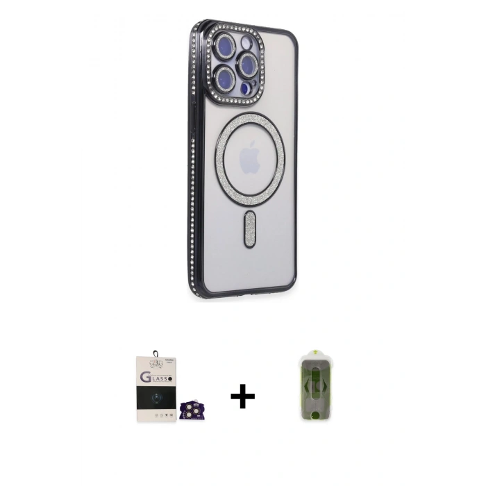MARSİLYAN™- iPhone 14 Pro Max Kılıf Zirve Doku Prime - Siyah Joko Magic 5D Hayalet Cam + Bilvis Titan Kamera Lens - GD