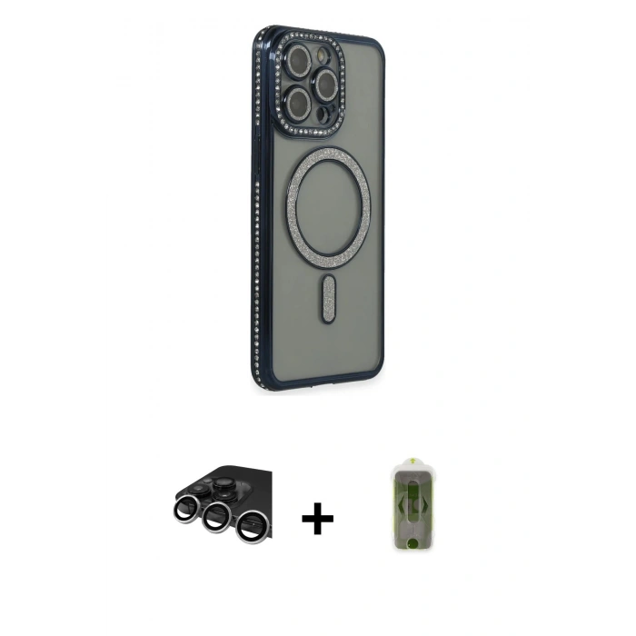 MARSİLYAN™- iPhone 14 Pro Max Kılıf Zirve Doku Prime - Siyah Joko Magic 5D Hayalet Cam + Raze Metal Kamera Lens - GS