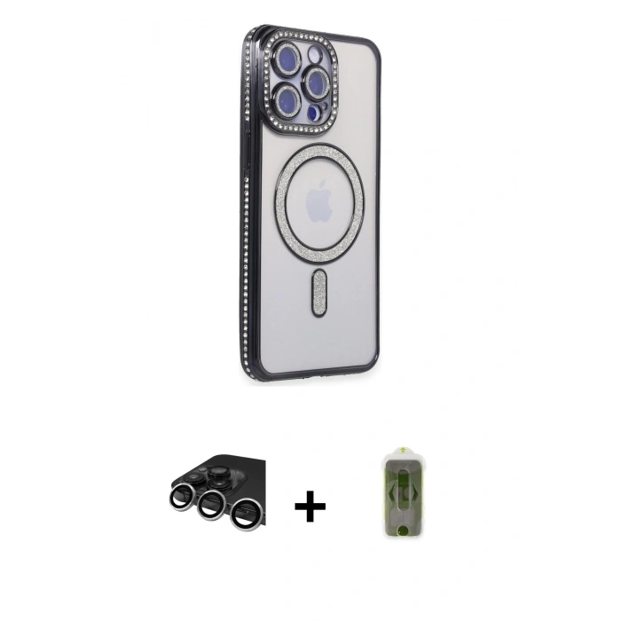 MARSİLYAN™- iPhone 14 Pro Max Kılıf Zirve Doku Prime - Siyah Joko Magic 5D Hayalet Cam + Raze Metal Kamera Lens - GS