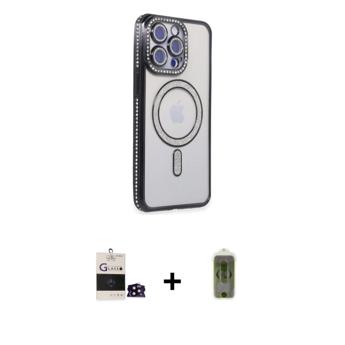 MARSİLYAN™- iPhone 14 Pro Max Kılıf Zirve Doku Prime - Siyah Joko Magic 5D Hayalet Cam + Bilvis Titan Kamera Lens - SH