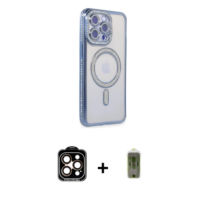 MARSİLYAN™- iPhone 14 Pro Max Kılıf Zirve Doku Prime - Siyah Joko Magic 5D Hayalet Cam + PVD Metal Kamera Lens - TU