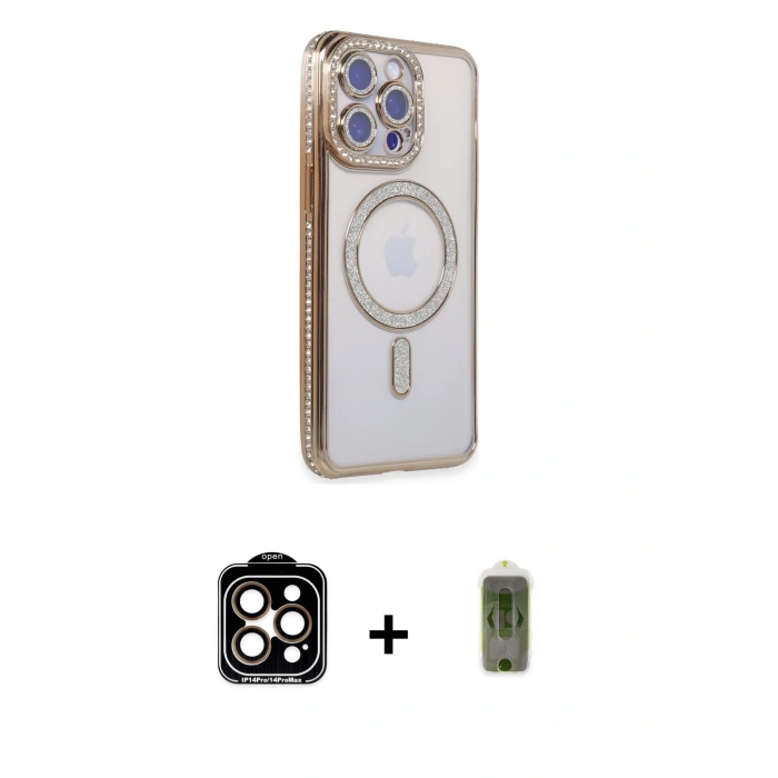 MARSİLYAN™- iPhone 14 Pro Max Kılıf Zirve Doku Prime - Siyah Joko Magic 5D Hayalet Cam + PVD Metal Kamera Lens - TU