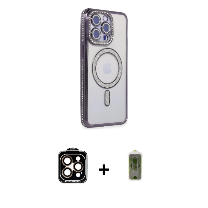 MARSİLYAN™- iPhone 14 Pro Max Kılıf Zirve Doku Prime - Siyah Joko Magic 5D Hayalet Cam + PVD Metal Kamera Lens - TU
