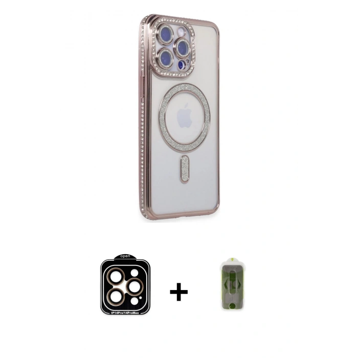 MARSİLYAN™- iPhone 14 Pro Max Kılıf Zirve Doku Prime - Siyah Joko Magic 5D Hayalet Cam + PVD Metal Kamera Lens - TU