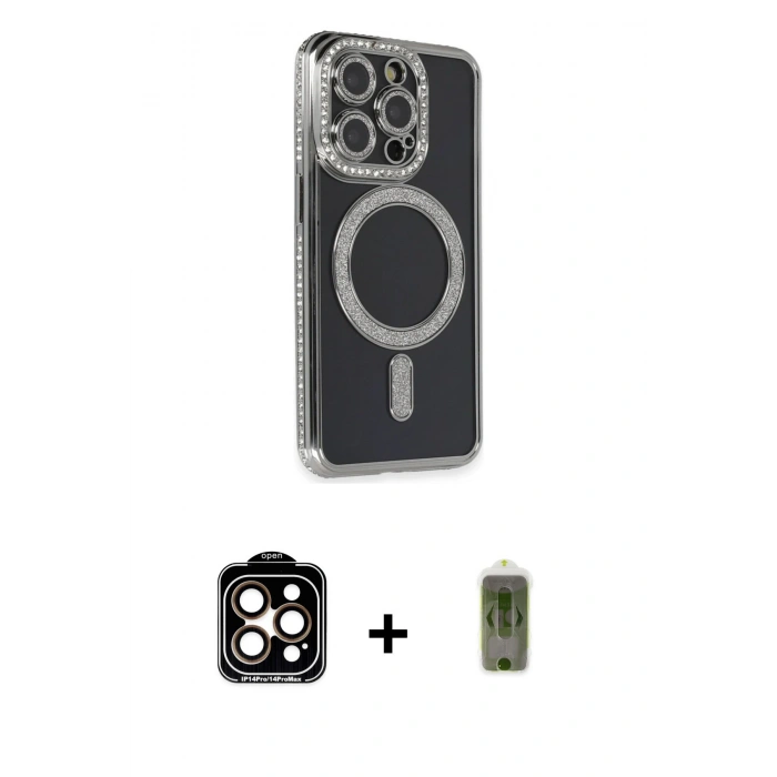MARSİLYAN™- iPhone 14 Pro Max Kılıf Zirve Doku Prime - Siyah Joko Magic 5D Hayalet Cam + PVD Metal Kamera Lens - TU
