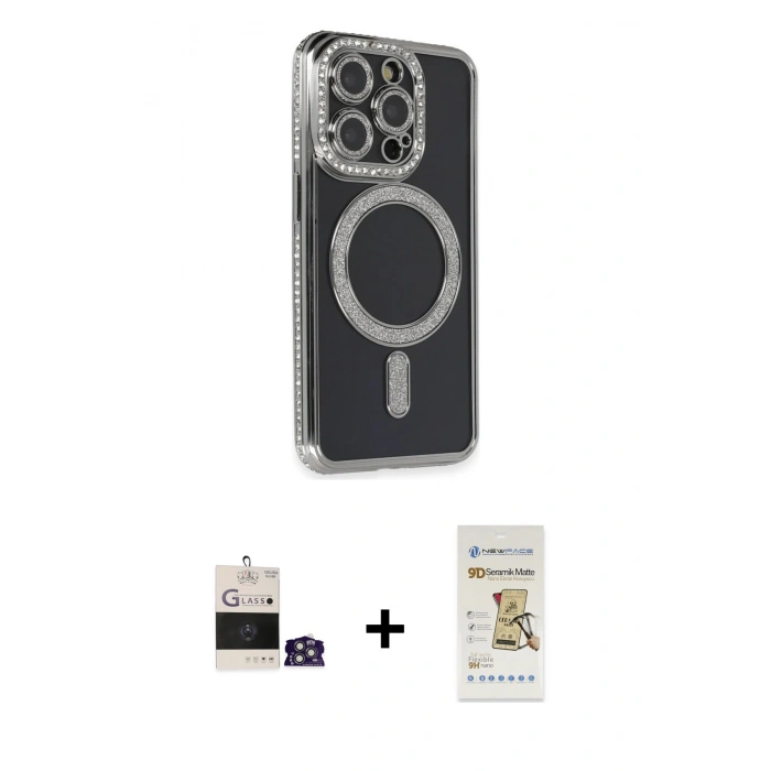 MARSİLYAN™- iPhone 14 Pro Max Kılıf Zirve Doku Prime - Siyah Mat Seramik Nano Ekran Koruyucu + Bilvis Titan Kamera Lens - GS