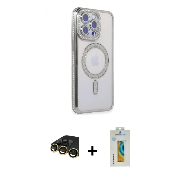 MARSİLYAN™- iPhone 14 Pro Max Kılıf Zirve Doku Prime - Siyah Polymer Nano Ekran Koruyucu + Raze Metal Kamera Lens - GD