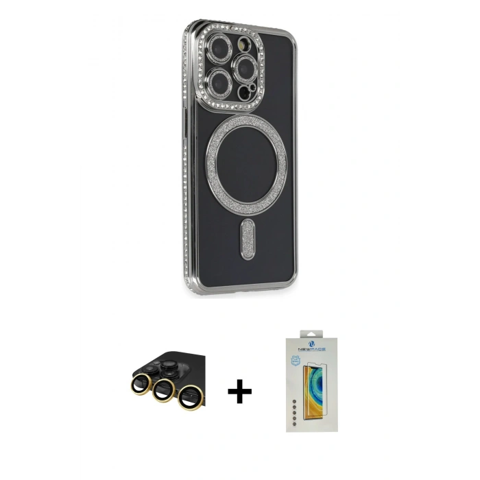 MARSİLYAN™- iPhone 14 Pro Max Kılıf Zirve Doku Prime - Siyah Polymer Nano Ekran Koruyucu + Raze Metal Kamera Lens - GD