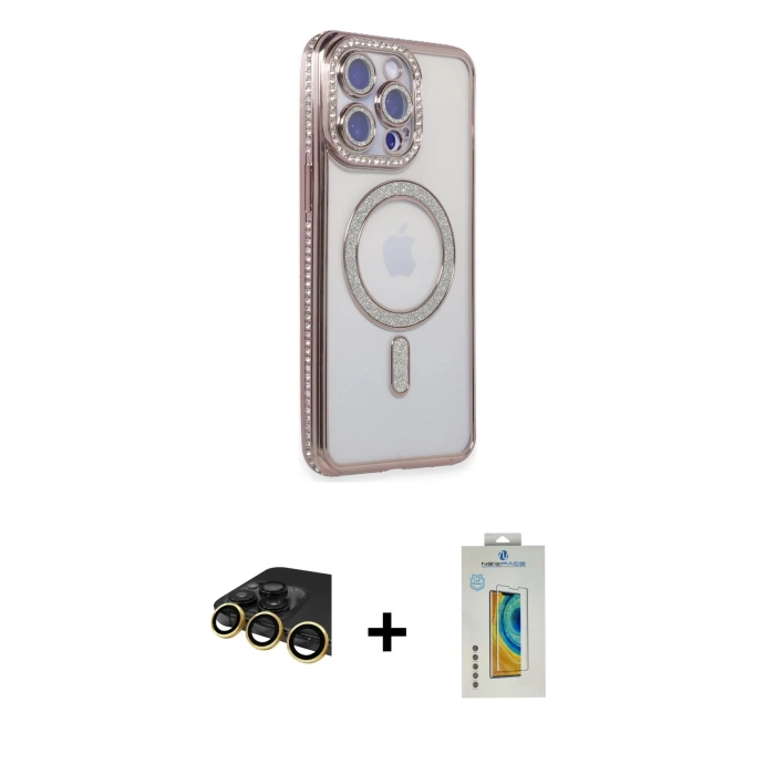 MARSİLYAN™- iPhone 14 Pro Max Kılıf Zirve Doku Prime - Siyah Polymer Nano Ekran Koruyucu + Raze Metal Kamera Lens - GD