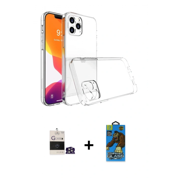 MARSİLYAN™- iPhone 14 Pro Max Kılıf Zirve Doku - Siyah 18D Cam Ekran Koruyucu + Bilvis Titan Kamera Lens - GS