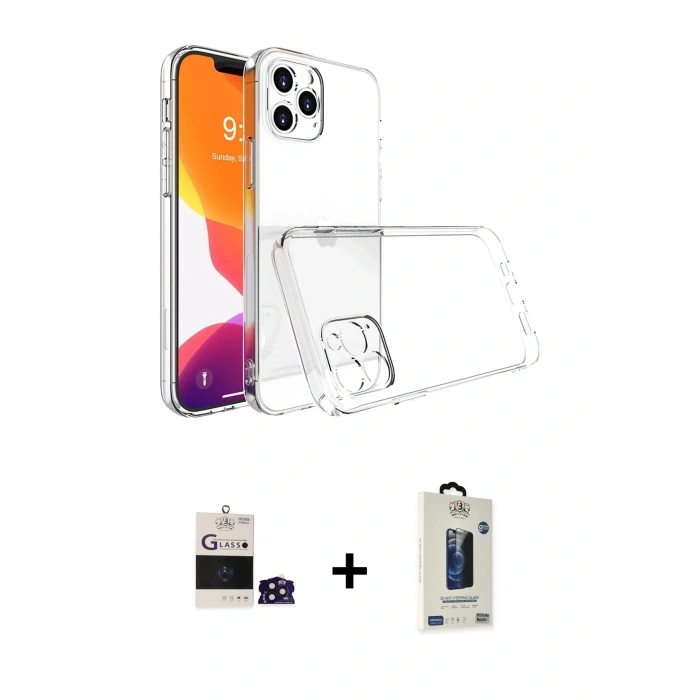 MARSİLYAN™- iPhone 14 Pro Max Kılıf Zirve Doku - Siyah Bilvis Hayalet Cam Ekran Koruyucu + Bilvis Titan Kamera Lens - DNMR