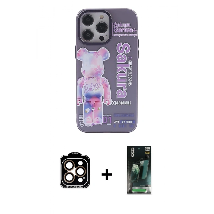 MARSİLYAN™- iPhone 14 Pro Max Kılıf Zirve Form Özel Seri - Şeffaf 360 Full Body Arka Koruyucu + PVD Metal Kamera Lens - TU