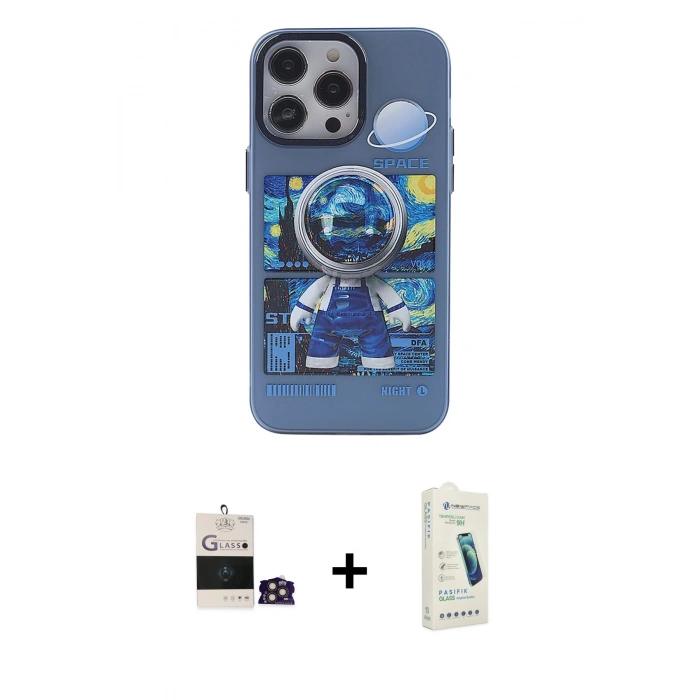 MARSİLYAN™- iPhone 14 Pro Max Kılıf Zirve Form Özel Seri - Şeffaf Pasifik Cam Ekran Koruyucu + Bilvis Titan Kamera Lens - GD