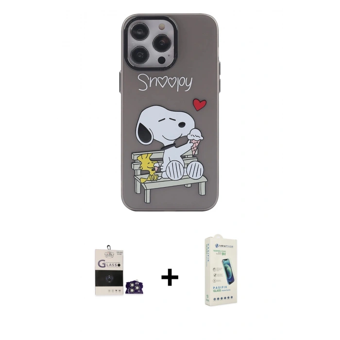 MARSİLYAN™- iPhone 14 Pro Max Kılıf Zirve Form Özel Seri - Şeffaf Pasifik Cam Ekran Koruyucu + Bilvis Titan Kamera Lens - GS