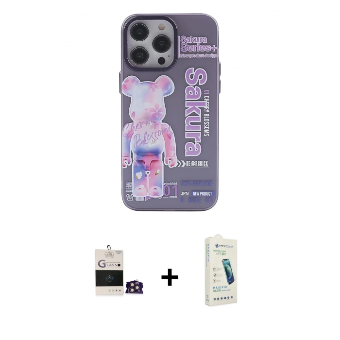 MARSİLYAN™- iPhone 14 Pro Max Kılıf Zirve Form Özel Seri - Şeffaf Pasifik Cam Ekran Koruyucu + Bilvis Titan Kamera Lens - GD