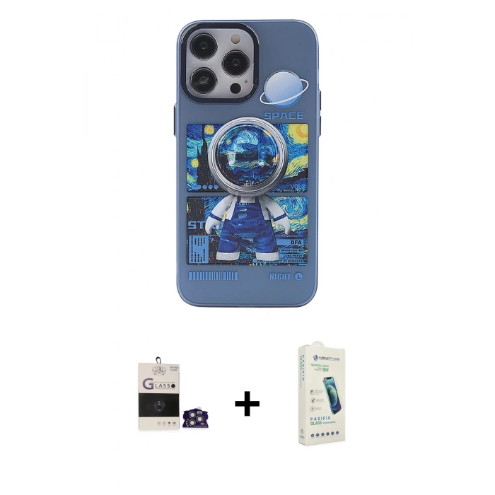 MARSİLYAN™- iPhone 14 Pro Max Kılıf Zirve Form Özel Seri - Şeffaf Pasifik Cam Ekran Koruyucu + Bilvis Titan Kamera Lens - GS
