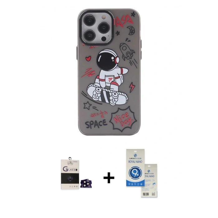 MARSİLYAN™- iPhone 14 Pro Max Kılıf Zirve Form Özel Seri - Şeffaf Royal Nano Ekran Koruyucu + Bilvis Titan Kamera Lens - SH