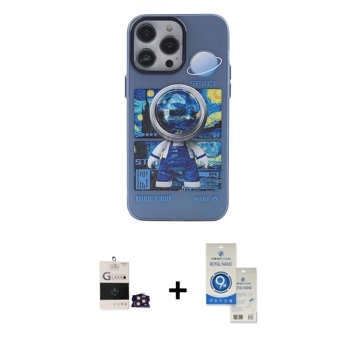 MARSİLYAN™- iPhone 14 Pro Max Kılıf Zirve Form Özel Seri - Şeffaf Royal Nano Ekran Koruyucu + Gold Bilvis Titan Kamera Lens
