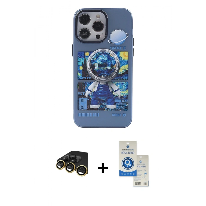 MARSİLYAN™- iPhone 14 Pro Max Kılıf Zirve Form Özel Seri - Şeffaf Royal Nano Ekran Koruyucu + Raze Metal Kamera Lens - GD