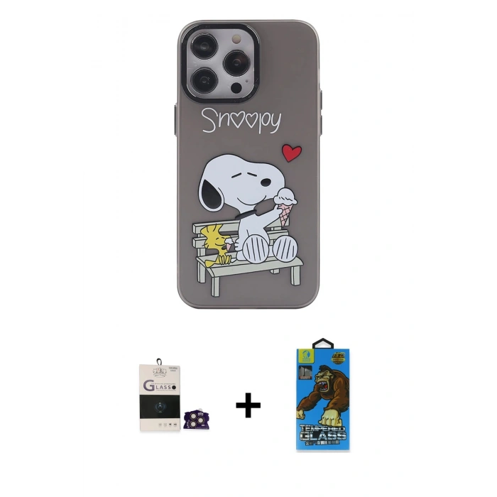MARSİLYAN™- iPhone 14 Pro Max Kılıf Zirve Form Özel Seri - Siyah 18D Cam Ekran Koruyucu + Bilvis Titan Kamera Lens - GD
