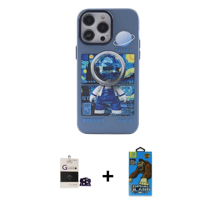 MARSİLYAN™- iPhone 14 Pro Max Kılıf Zirve Form Özel Seri - Siyah 18D Cam Ekran Koruyucu + Bilvis Titan Kamera Lens - SH
