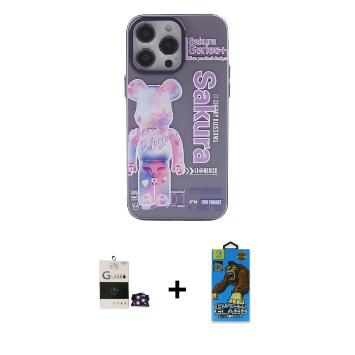 MARSİLYAN™- iPhone 14 Pro Max Kılıf Zirve Form Özel Seri - Siyah 18D Cam Ekran Koruyucu + Bilvis Titan Kamera Lens - GD